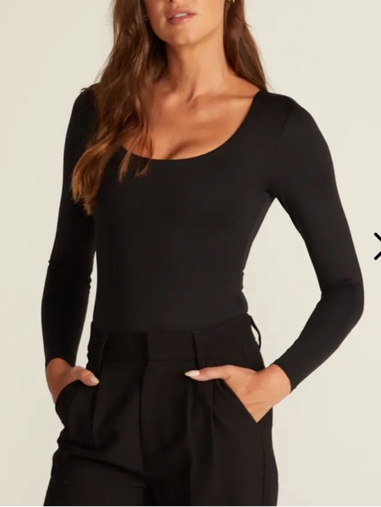 BYLT Basics Tops - BYLT Premium Black Contour Scoopneck Long Sleeve Leotard Bodysuit